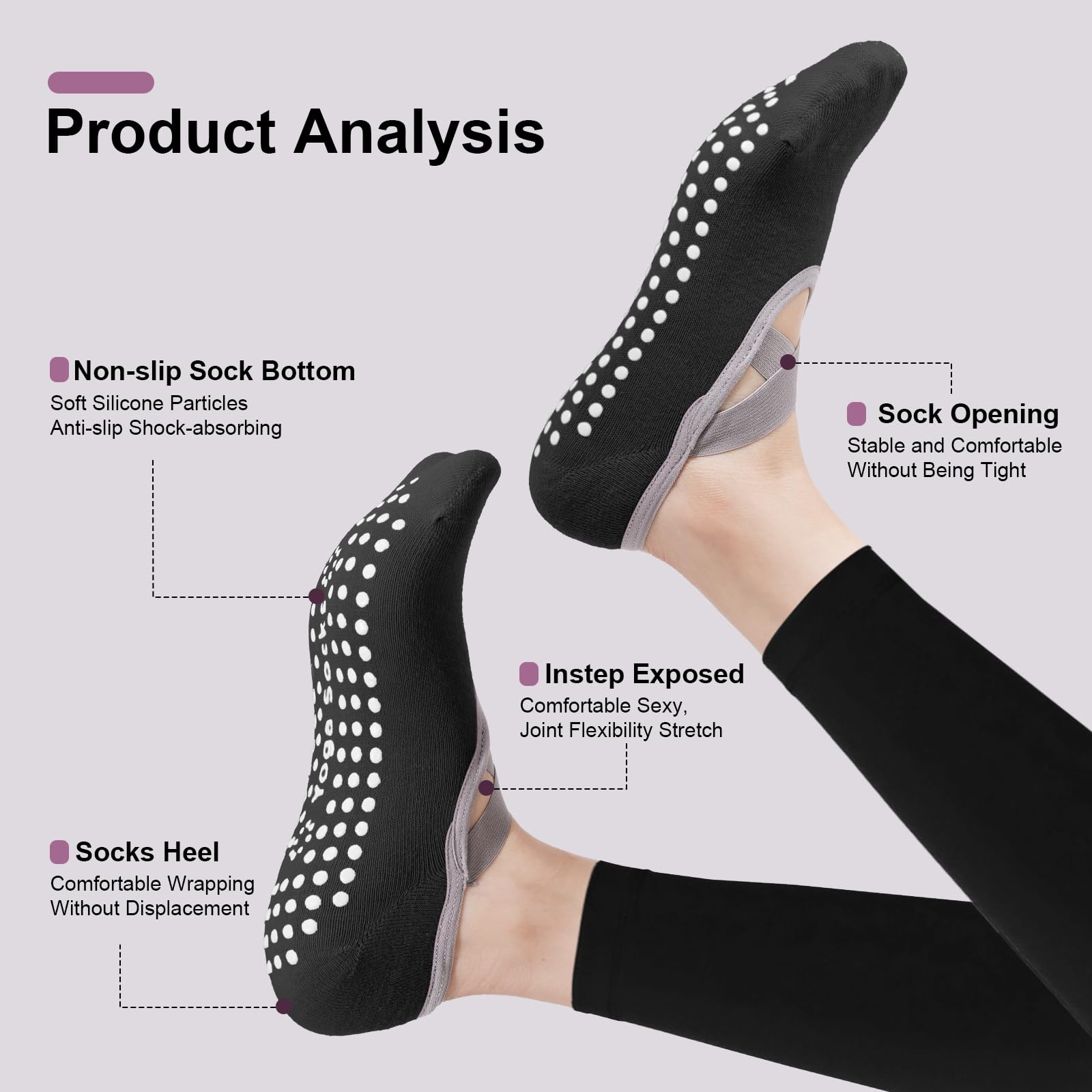 Paquete de 4 Calcetines de Pil - Medias Para Pilates Y Yoga reseña y precio